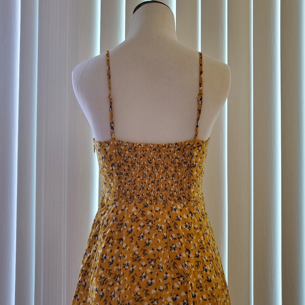 Yellow floral print midi dress - Picture 2 of 3